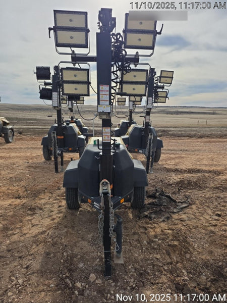 2021 Allmand NLV3GR (4) LED Light Fixture 350W, 23' Vertical Mast, 3kW Prime, Towable, Deep Sea L401, Leveling Jacks, Yanmar T4F 5.8hp