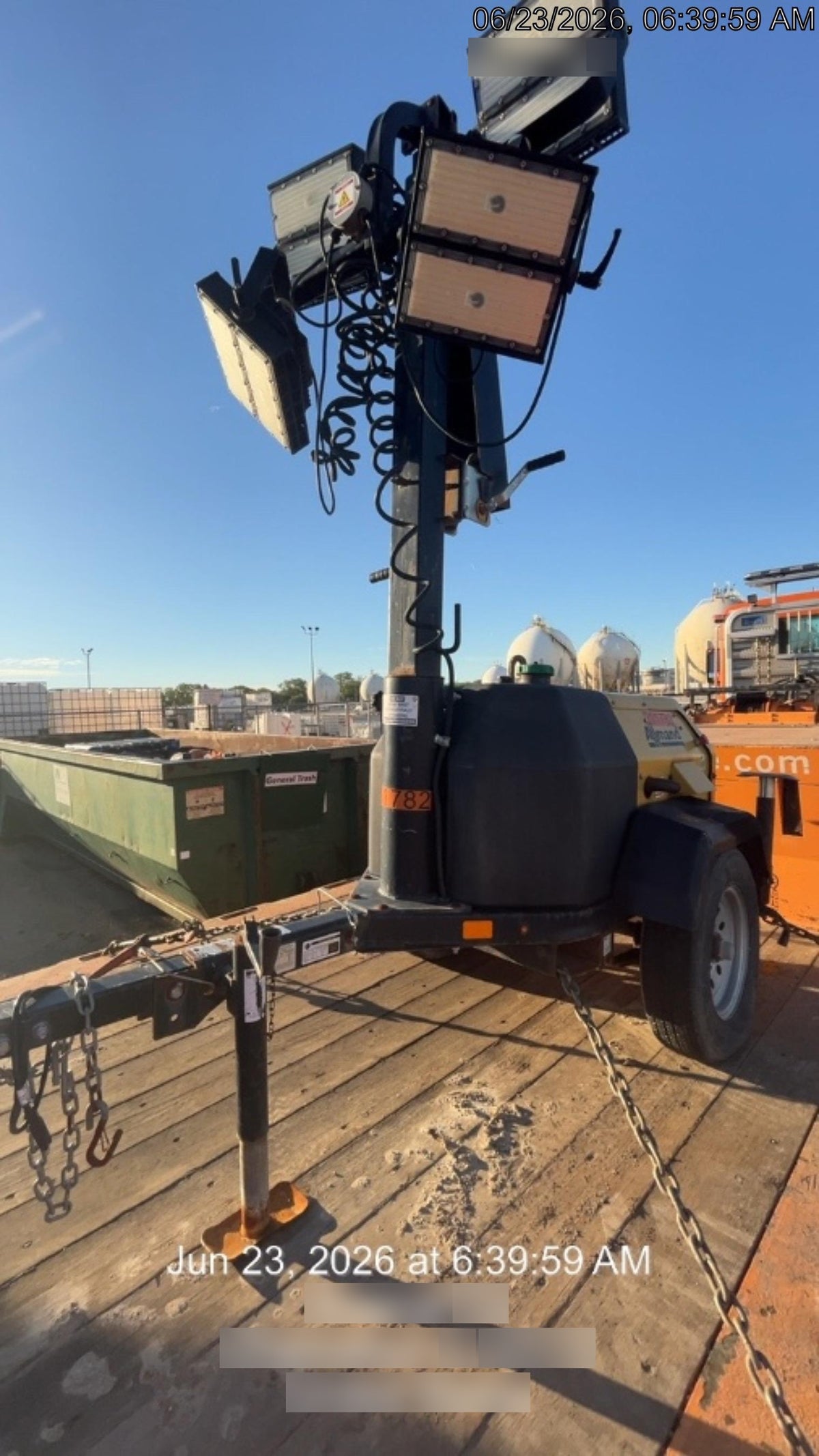 2022 Allmand NLV3GR (4) LED Light Fixture 350W, 23' Vertical Mast, 3kW Prime, Towable, Deep Sea L401, Leveling Jacks, Yanmar T4F 5.8hp