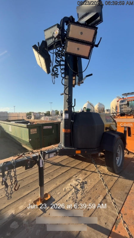 2022 Allmand NLV3GR (4) LED Light Fixture 350W, 23' Vertical Mast, 3kW Prime, Towable, Deep Sea L401, Leveling Jacks, Yanmar T4F 5.8hp