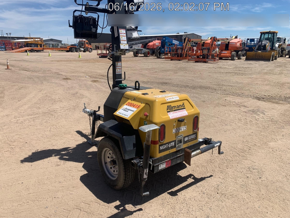 2022 Allmand NLV3GR (4) LED Light Fixture 350W, 23' Vertical Mast, 3kW Prime, Towable, Deep Sea L401, Leveling Jacks, Yanmar T4F 5.8hp