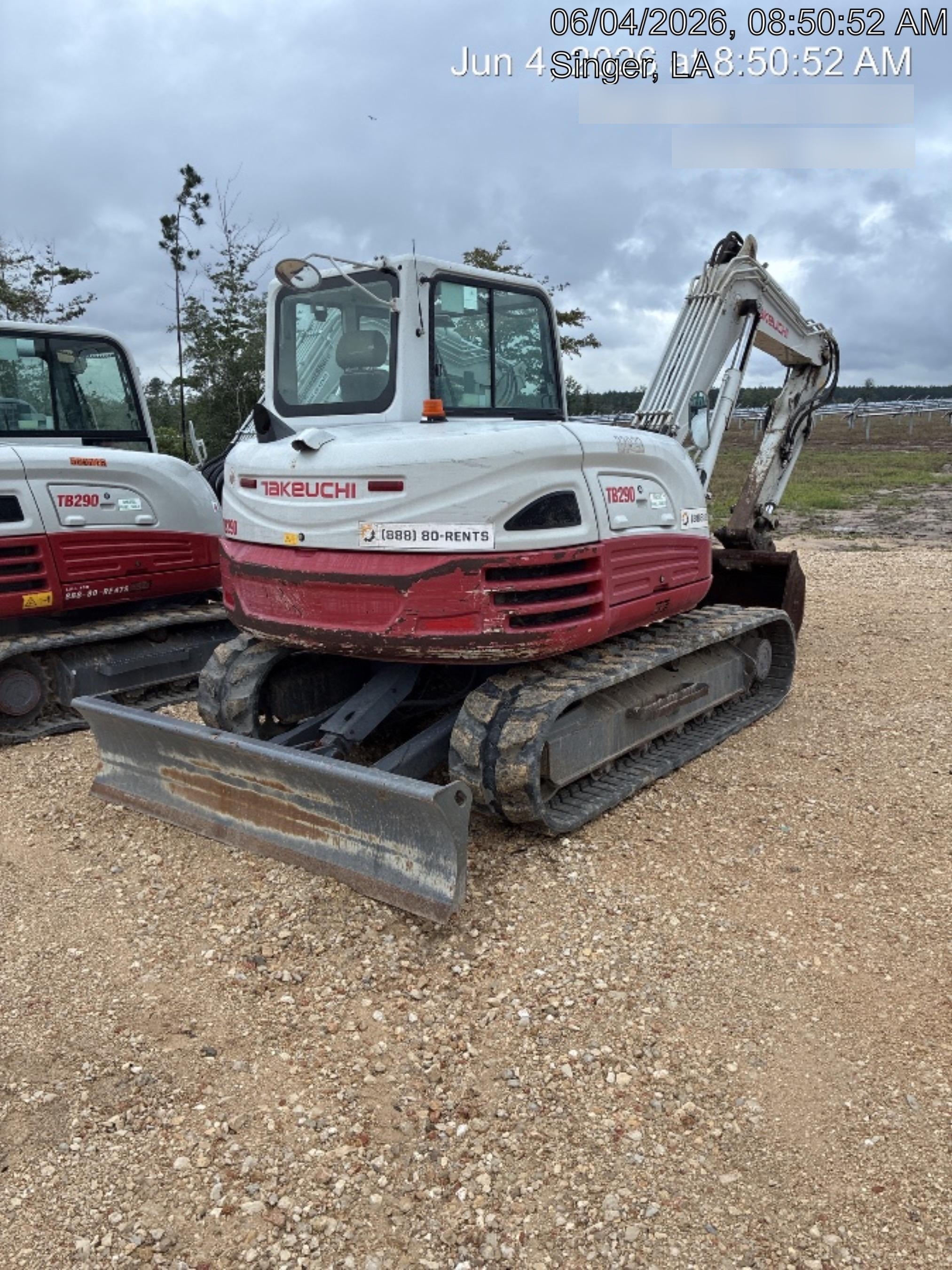 2019 Takeuchi TB290 Takeuchi TB290 Cab/Heat/AC w/Rubber Tracks, Auxiliary Hydraulics, Dozer Blade, Manual QC w/ 18/24/36" Buckets, Hydraulic Thumb Installed