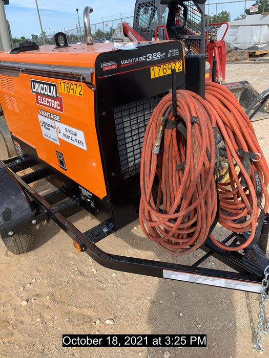 2021 Lincoln Electric Vantage 322 Vantage 322 Ready Pak 3 w/ Decals, ORANGE (includes trailer, cable rack, fender light kit) NO Telematics