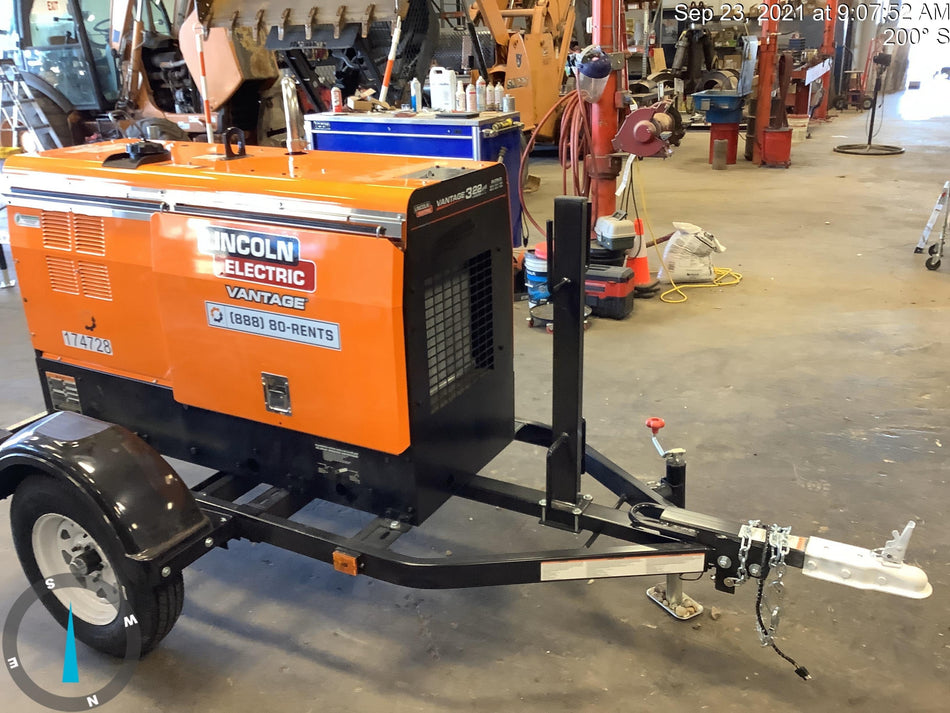 2021 Lincoln Electric Vantage 322 Vantage 322 Ready Pak 3 w/ Decals, ORANGE (includes trailer, cable rack, fender light kit) NO Telematics