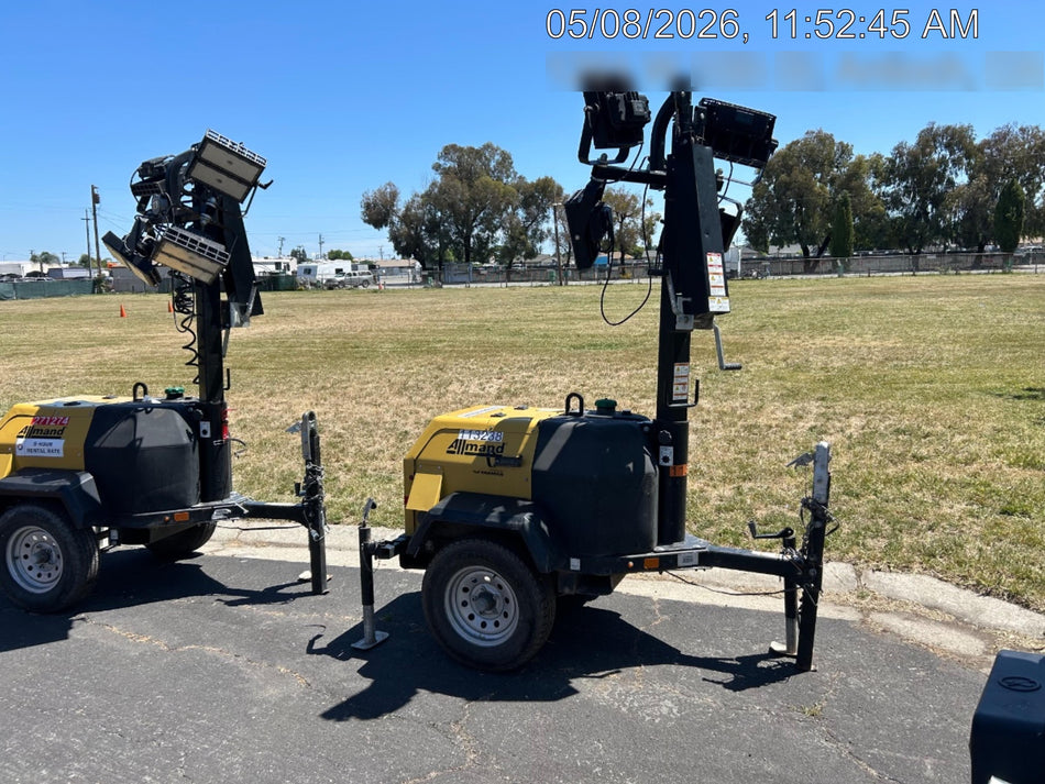 2020 Allmand NLV3GR (4) LED Light Fixture 350W, 23' Vertical Mast, 3kW Prime, Towable, Deep Sea L401, Leveling Jacks, Yanmar T4F 5.8hp