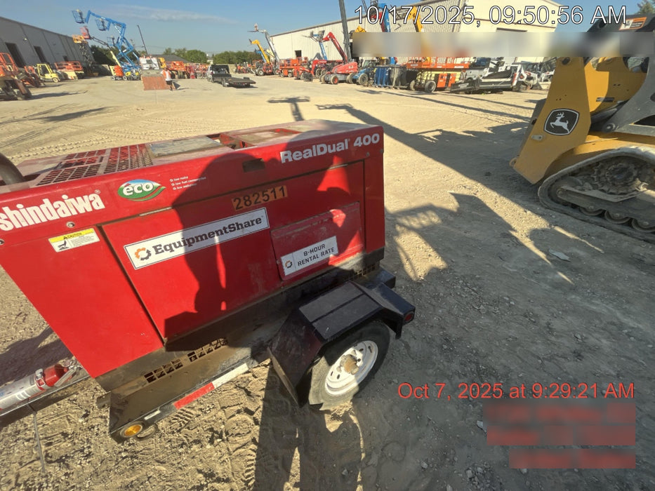 2022 Shindaiwa DGW400MDL Kubota D902 Engine, 23 HP, Dual Op Welder, Wire, Arc, Droop Stick, Tig, and CC Stick Functionality, Simulphase, 3 Phase and 1 Phase Gen Output, Single Axle NB Trlr, Slr Trckl Chrg 12V 12W, Fire Ext