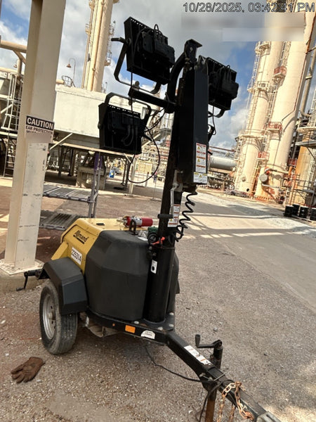 2022 Allmand NLV3GR (4) LED Light Fixture 350W, 23' Vertical Mast, 3kW Prime, Towable, Deep Sea L401, Leveling Jacks, Yanmar T4F 5.8hp
