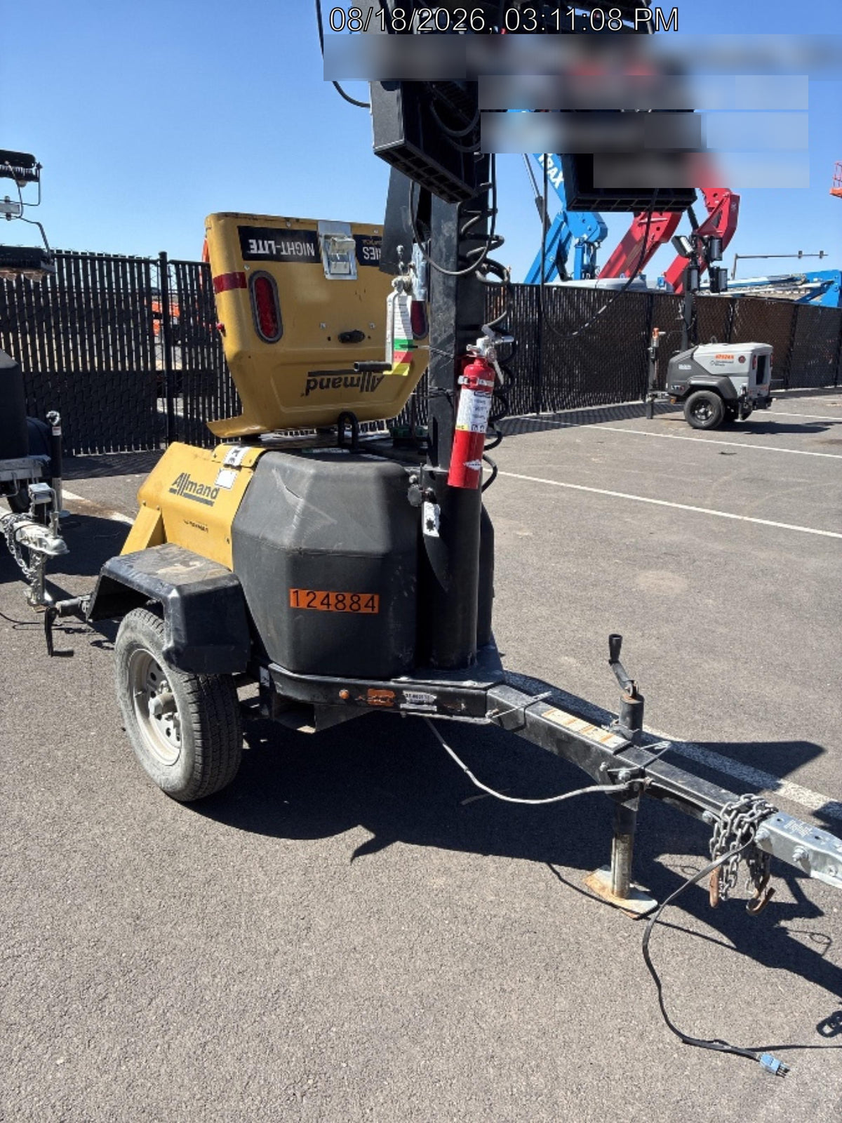 2020 Allmand NLV3GR (4) LED Light Fixture 350W, 23' Vertical Mast, 3kW Prime, Towable, Deep Sea L401, Leveling Jacks, Yanmar T4F 5.8hp