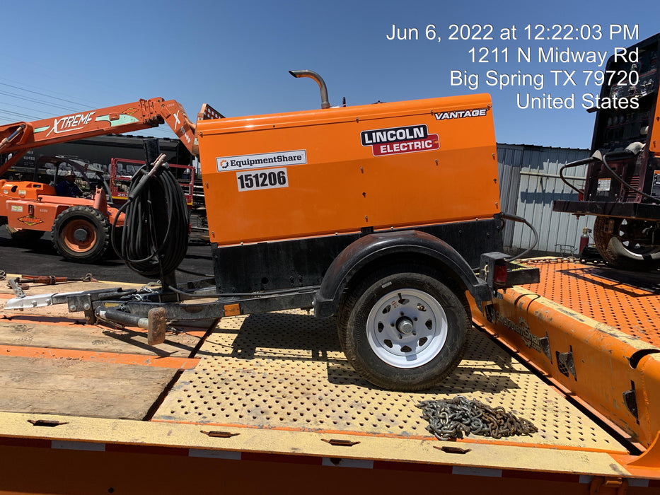 2021 Lincoln Electric Vantage 322 Vantage 322 Ready Pak 3 w/ Decals, ORANGE (includes trailer, cable rack, fender light kit) NO Telematics