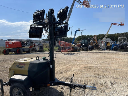 2022 Allmand NLV3GR (4) LED Light Fixture 350W, 23' Vertical Mast, 3kW Prime, Towable, Deep Sea L401, Leveling Jacks, Yanmar T4F 5.8hp