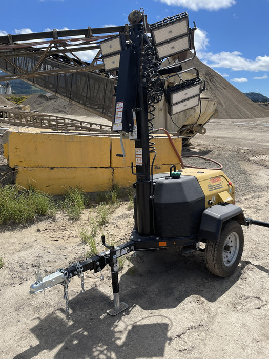 2022 Allmand NLV3GR (4) LED Light Fixture 350W, 23' Vertical Mast, 3kW Prime, Towable, Deep Sea L401, Leveling Jacks, Yanmar T4F 5.8hp