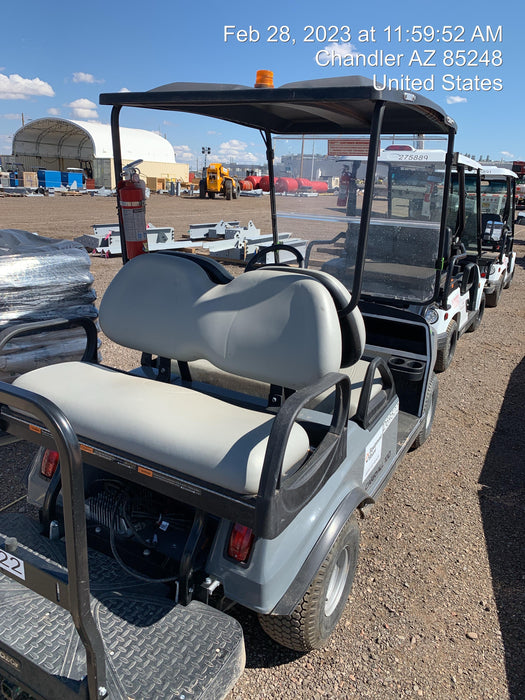 2022 Club Car CA100E Canopy, Fold down Windshield, Beacon, Back up Alarm, All-Trail Trials, HD 8 V Batteries, Trailer Hitch and Ball