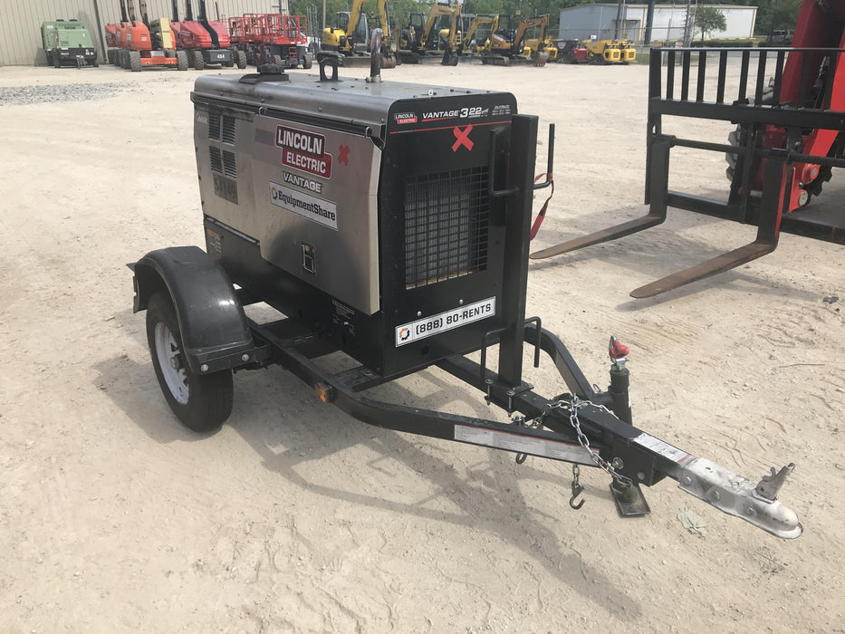 2019 Lincoln Electric Vantage 322 Welder Ready-Pak 3, Two wheel trailer, Fender and Light kit, Cable Rack