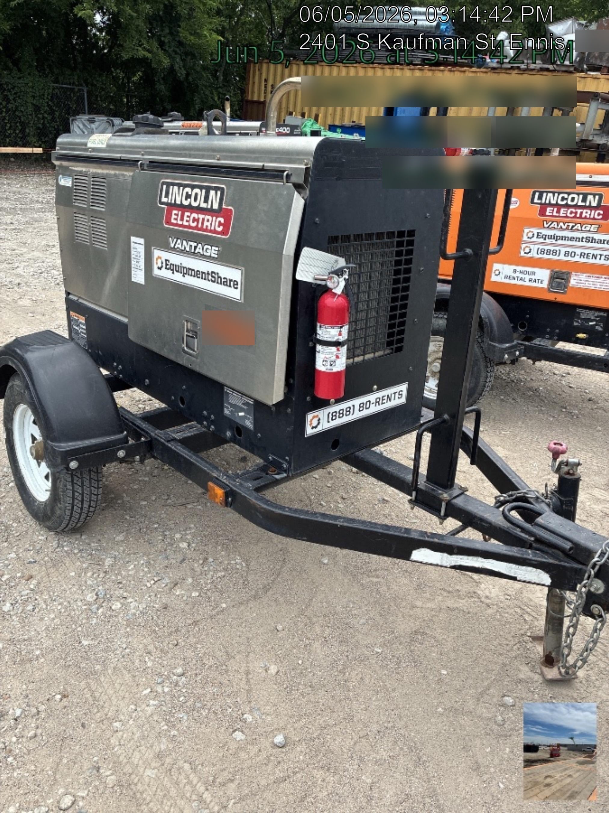 2019 Lincoln Electric Vantage 322 Ready-Pak 3, Two Wheel Trailer, Fender and Light Kit, Cable Rack