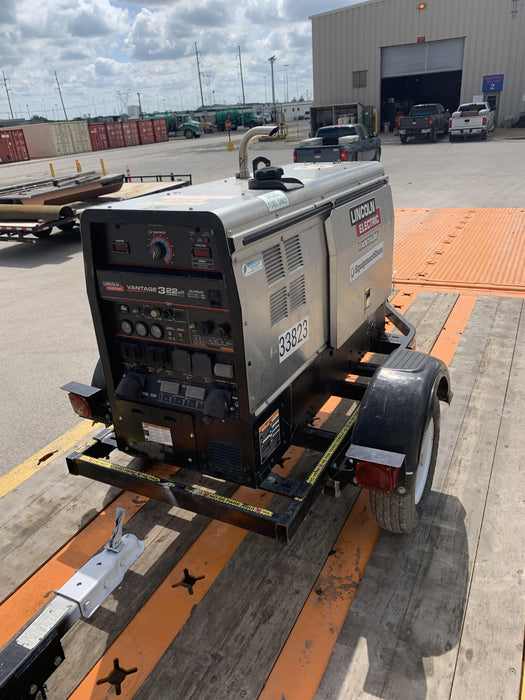 2019 Lincoln Electric Vantage 322 Welder Ready-Pak 3, Two wheel trailer, Fender and Light kit, Cable Rack