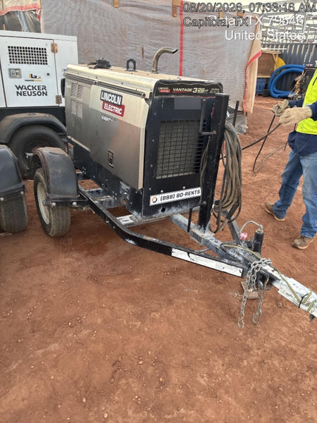 2019 Lincoln Electric Vantage 322 Welder Ready-Pak 3, Two wheel trailer, Fender and Light kit, Cable Rack