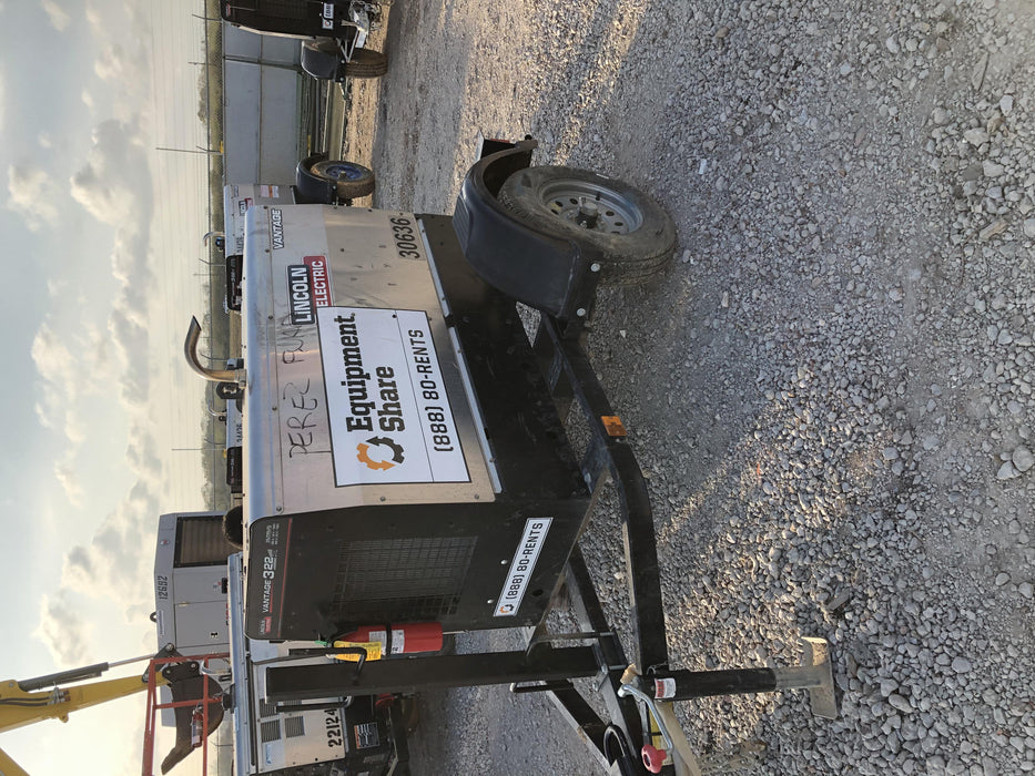 2019 Lincoln Electric Vantage 322 Welder Ready-Pak 3, Two wheel trailer, Fender and Light kit, Cable Rack