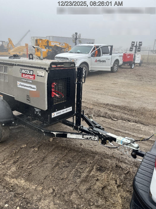 2019 Lincoln Electric Vantage 322 Welder Ready-Pak 3, Two wheel trailer, Fender and Light kit, Cable Rack