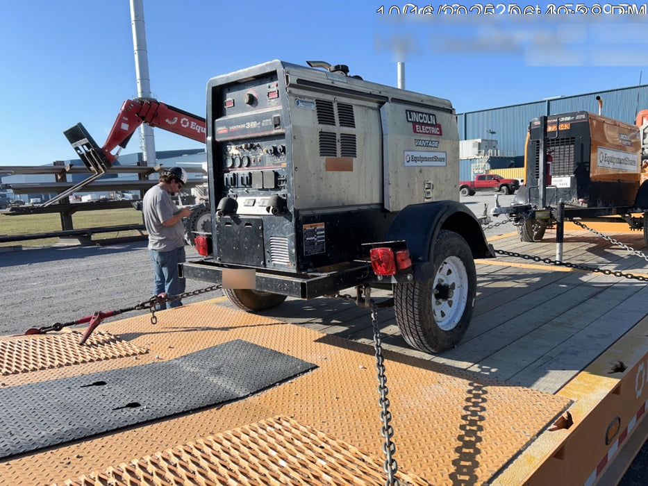 2019 Lincoln Electric Vantage 322 Welder Ready-Pak 3, Two wheel trailer, Fender and Light kit, Cable Rack