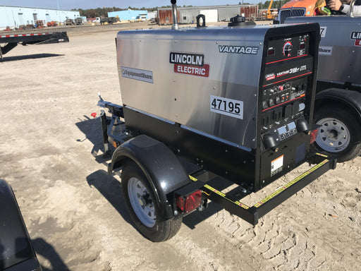 2019 Lincoln Electric Vantage 322 Ready-Pak 3, Two Wheel Trailer, Fender and Light Kit, Cable Rack