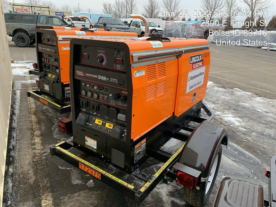 2021 Lincoln Electric Vantage 322 Vantage 322 Ready Pak 3 w/ Decals, ORANGE (includes trailer, cable rack, fender light kit) NO Telematics