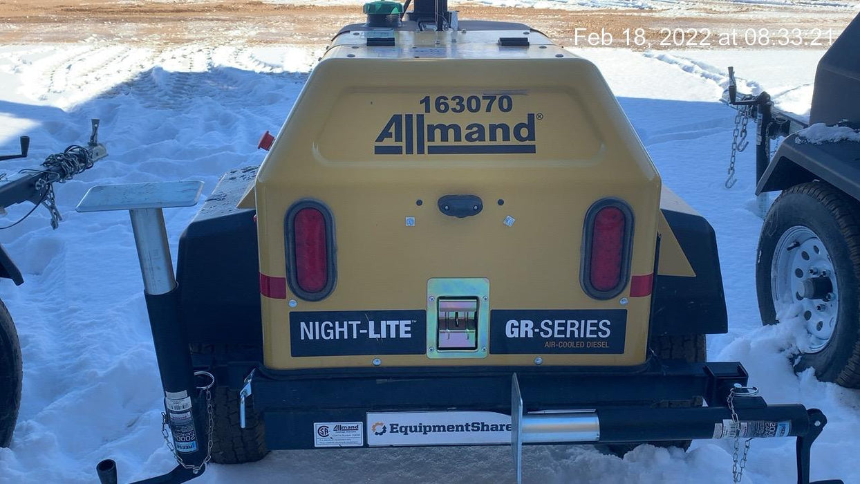 2021 Allmand NLV3GR (4) LED Light Fixture 350W, 23' Vertical Mast, 3kW Prime, Towable, Deep Sea L401, Leveling Jacks, Yanmar T4F 5.8hp