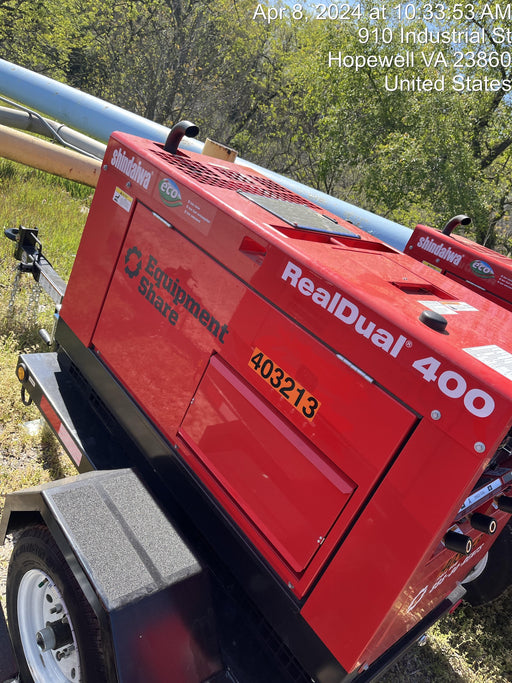 2024 Shindaiwa DGW400MDL Kubota D902 Engine, 23 HP, Dual Op Welder, Wire, Arc, Droop Stick, Tig, and CC Stick Functionality, Simulphase, 3 Phase and 1 Phase Gen Output, Single Axle NB Trlr, Slr Trckl Chrg 12V 12W, Fire Ext