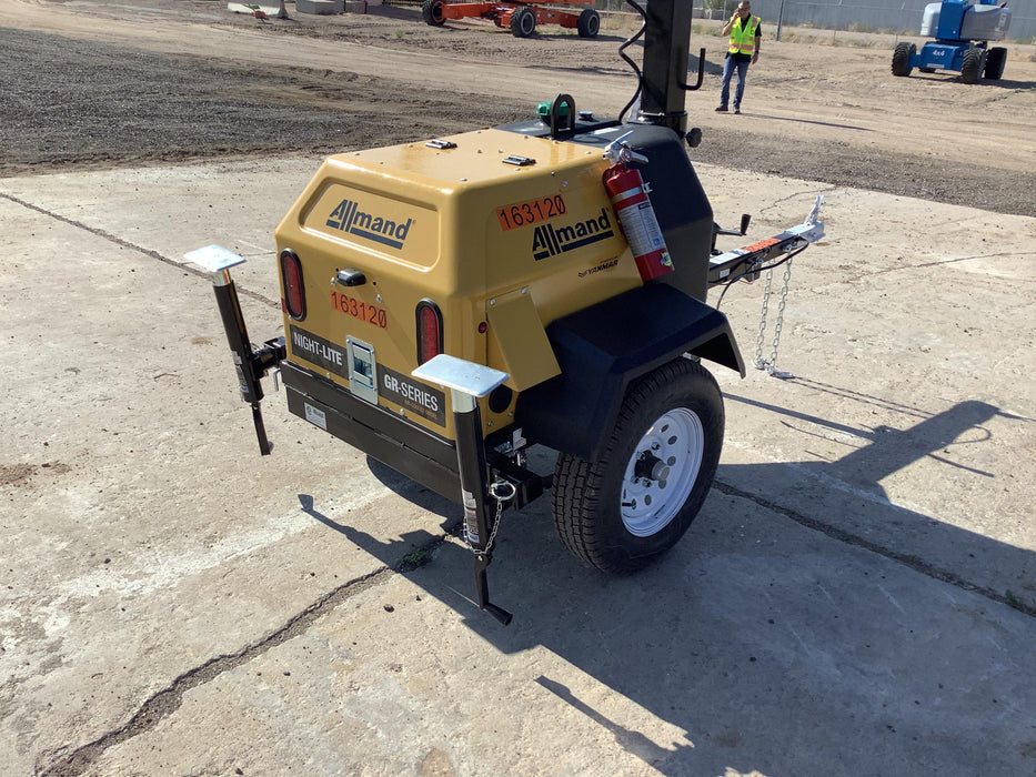 2021 Allmand NLV3GR (4) LED Light Fixture 350W, 23' Vertical Mast, 3kW Prime, Towable, Deep Sea L401, Leveling Jacks, Yanmar T4F 5.8hp