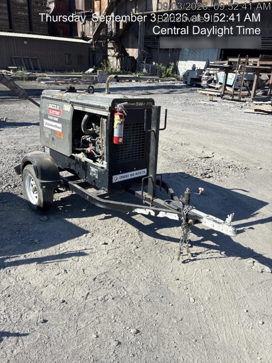2019 Lincoln Electric Vantage 322 Welder Ready-Pak 3, Two wheel trailer, Fender and Light kit, Cable Rack