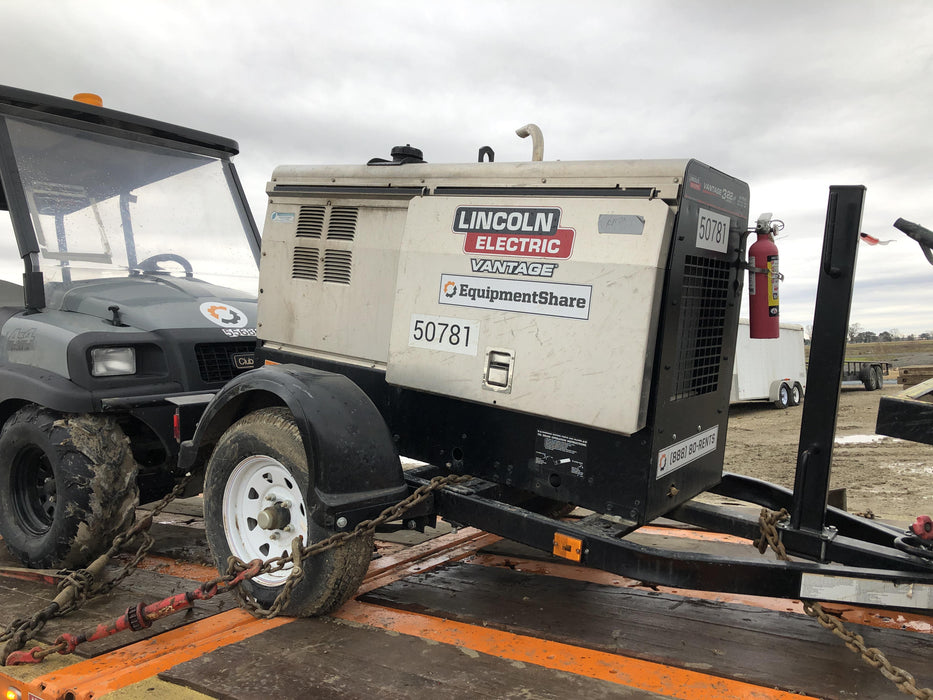 2019 Lincoln Electric Vantage 322 Welder Ready-Pak 3, Two wheel trailer, Fender and Light kit, Cable Rack