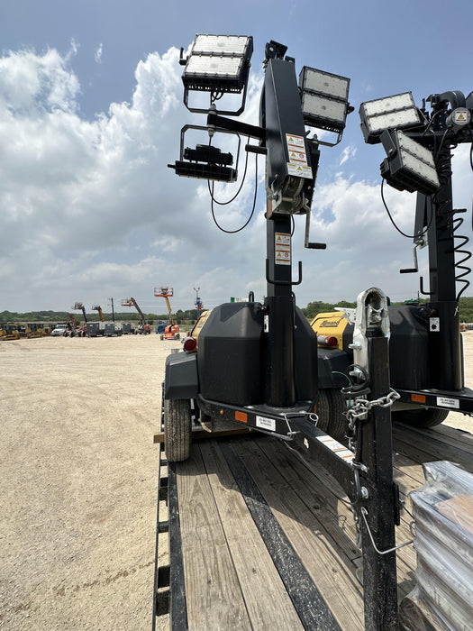 2022 Allmand NLV3GR (4) LED Light Fixture 350W, 23' Vertical Mast, 3kW Prime, Towable, Deep Sea L401, Leveling Jacks, Yanmar T4F 5.8hp