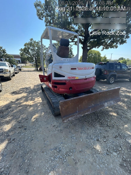 2019 Takeuchi TB260 Takeuchi TB260 Canopy w/Rubber Tracks, Auxiliary Hydraulics, Standard Blade, Manual QC, 12 / 18 / 24" Buckets, Hydraulic Thumb Installed