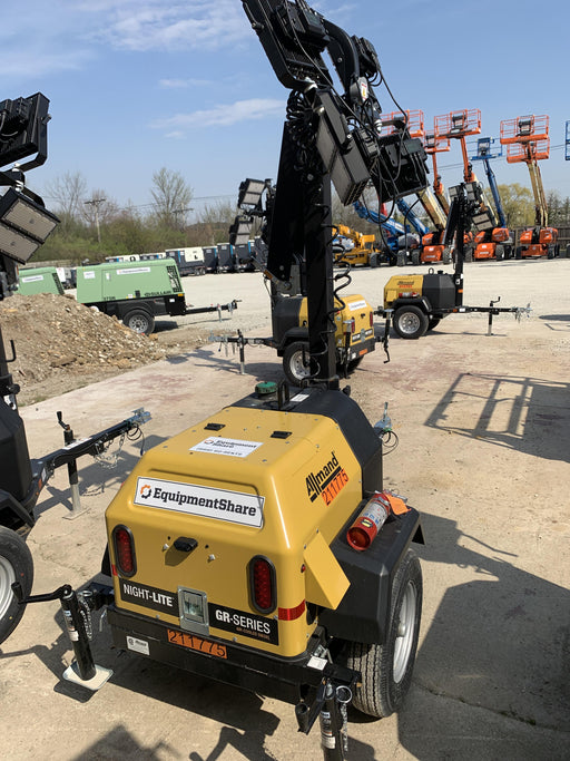 2022 Allmand NLV3GR (4) LED Light Fixture 350W, 23' Vertical Mast, 3kW Prime, Towable, Deep Sea L401, Leveling Jacks, Yanmar T4F 5.8hp