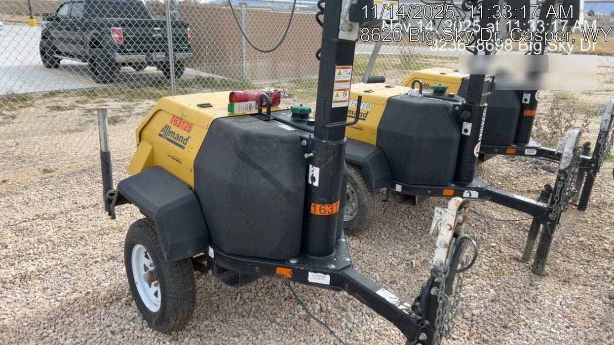 2021 Allmand NLV3GR (4) LED Light Fixture 350W, 23' Vertical Mast, 3kW Prime, Towable, Deep Sea L401, Leveling Jacks, Yanmar T4F 5.8hp