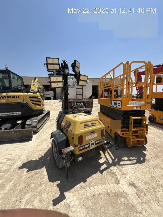 2022 Allmand NLV3GR (4) LED Light Fixture 350W, 23' Vertical Mast, 3kW Prime, Towable, Deep Sea L401, Leveling Jacks, Yanmar T4F 5.8hp