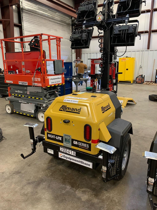 2022 Allmand NLV3GR (4) LED Light Fixture 350W, 23' Vertical Mast, 3kW Prime, Towable, Deep Sea L401, Leveling Jacks, Yanmar T4F 5.8hp