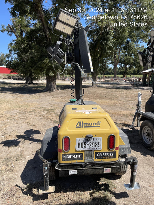 2022 Allmand NLV3GR (4) LED Light Fixture 350W, 23' Vertical Mast, 3kW Prime, Towable, ES Decals, T3