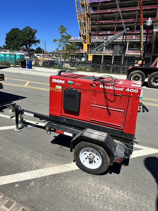 2022 Shindaiwa DGW400MDL Kubota D902 Engine, 23 HP, Dual Op Welder, Wire, Arc, Droop Stick, Tig, and CC Stick Functionality, Simulphase, 3 Phase and 1 Phase Gen Output, Single Axle NB Trlr, Slr Trckl Chrg 12V 12W, Fire Ext