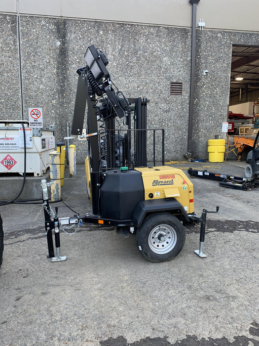 2022 Allmand NLV3GR (4) LED Light Fixture 350W, 23' Vertical Mast, 3kW Prime, Towable, Deep Sea L401, Leveling Jacks, Yanmar T4F 5.8hp