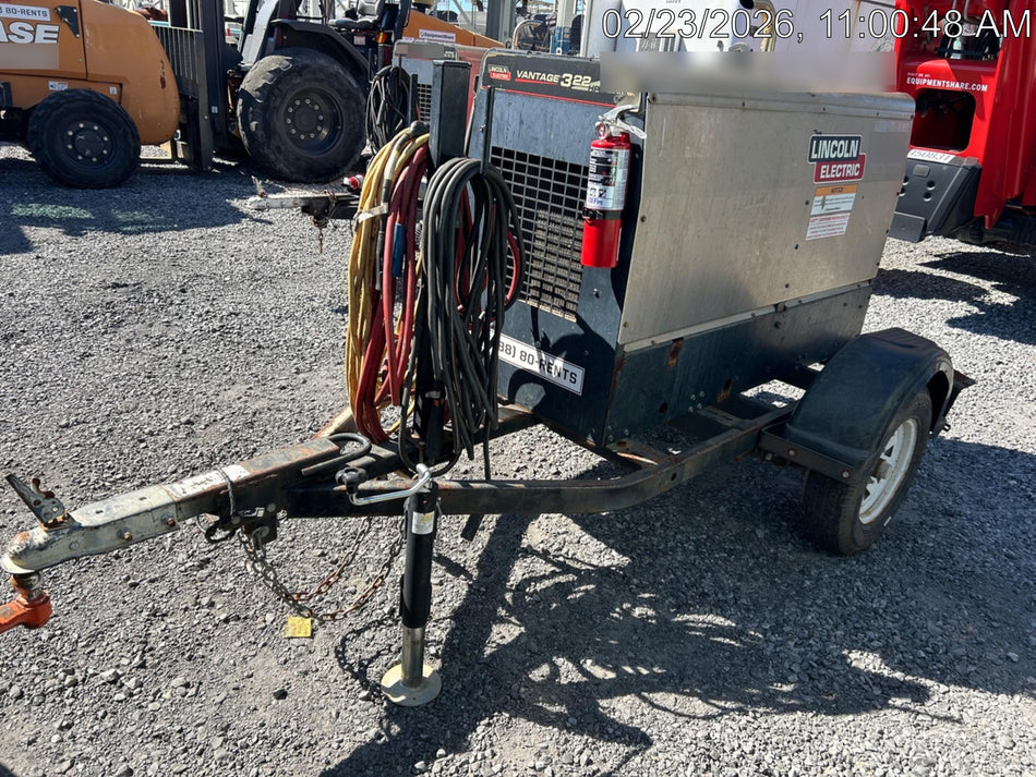 2019 Lincoln Electric Vantage 322 Ready-Pak 3, Two Wheel Trailer, Fender and Light Kit, Cable Rack