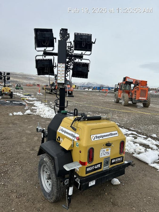 2022 Allmand NLV3GR (4) LED Light Fixture 350W, 23' Vertical Mast, 3kW Prime, Towable, Deep Sea L401, Leveling Jacks, Yanmar T4F 5.8hp