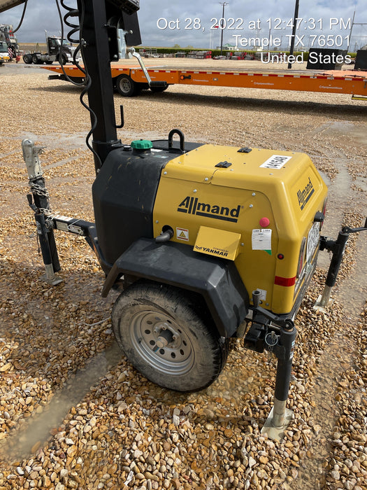 2022 Allmand NLV3GR (4) LED Light Fixture 350W, 23' Vertical Mast, 3kW Prime, Towable, ES Decals, T3