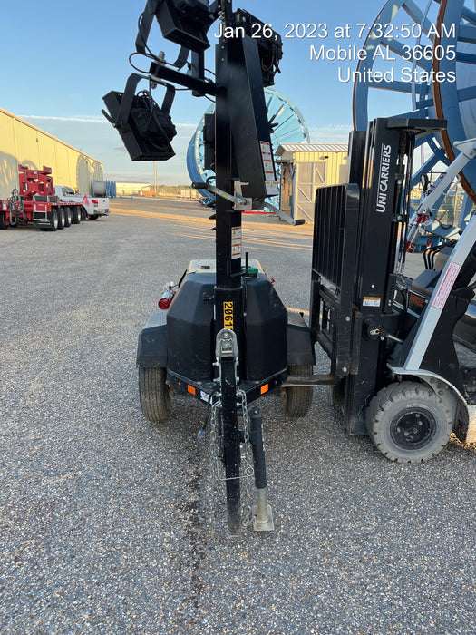 2022 Allmand NLV3GR (4) LED Light Fixture 350W, 23' Vertical Mast, 3kW Prime, Towable, Deep Sea L401, Leveling Jacks, Yanmar T4F 5.8hp