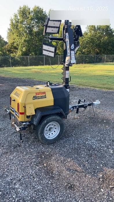 2022 Allmand NLV3GR (4) LED Light Fixture 350W, 23' Vertical Mast, 3kW Prime, Towable, Deep Sea L401, Leveling Jacks, Yanmar T4F 5.8hp