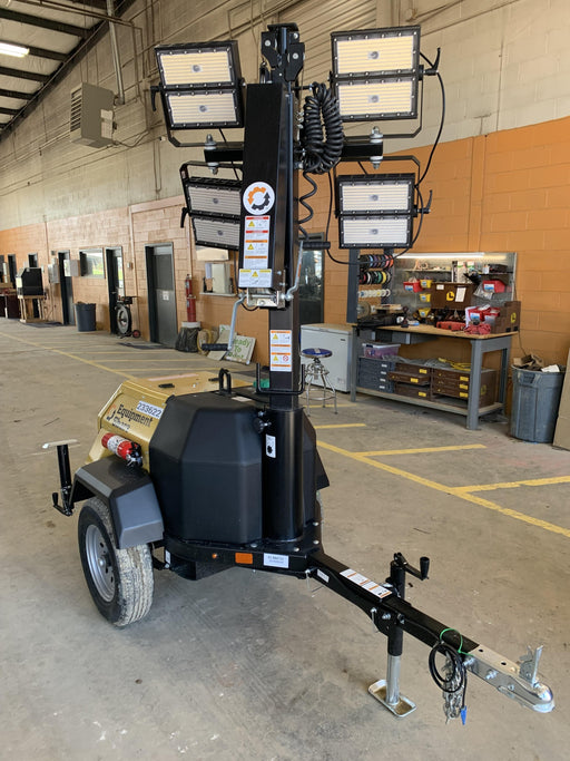 2022 Allmand NLV3GR (4) LED Light Fixture 350W, 23' Vertical Mast, 3kW Prime, Towable, Deep Sea L401, Leveling Jacks, Yanmar T4F 5.8hp