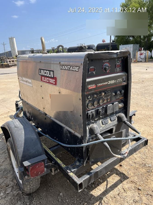 2019 Lincoln Electric Vantage 322 Ready-Pak 3, Two Wheel Trailer, Fender and Light Kit, Cable Rack