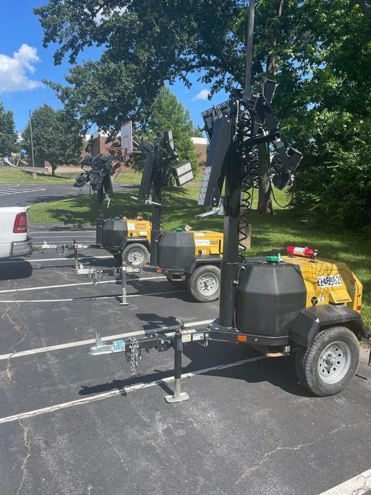 2022 Allmand NLV3GR (4) LED Light Fixture 350W, 23' Vertical Mast, 3kW Prime, Towable, Deep Sea L401, Leveling Jacks, Yanmar T4F 5.8hp