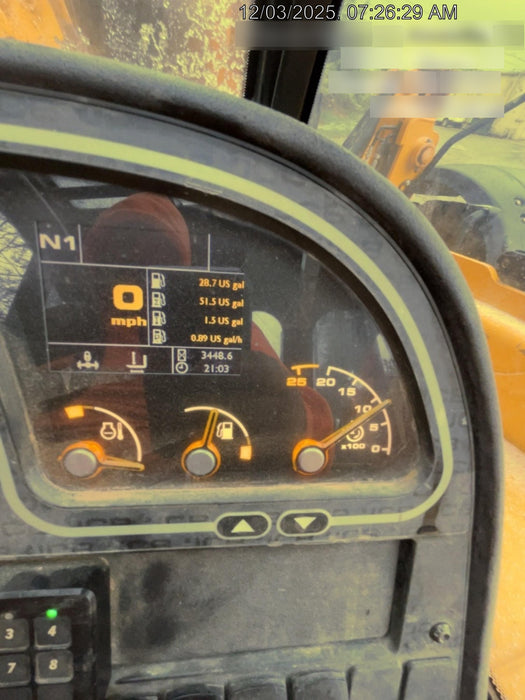 2020 JCB 510-56 Cab/Heat/Air, 74 HP, Solid Tires, STD Worklight, Beacon, Aux Hydraulics, Lifting Eye, Back up Alarm w/66" Carriage/60" Forks