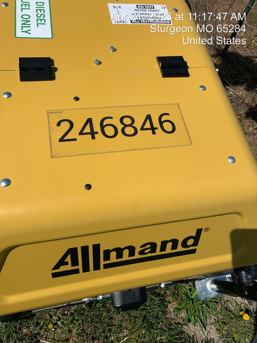 2022 Allmand NLV3GR (4) LED Light Fixture 350W, 23' Vertical Mast, 3kW Prime, Towable, ES Decals, T3