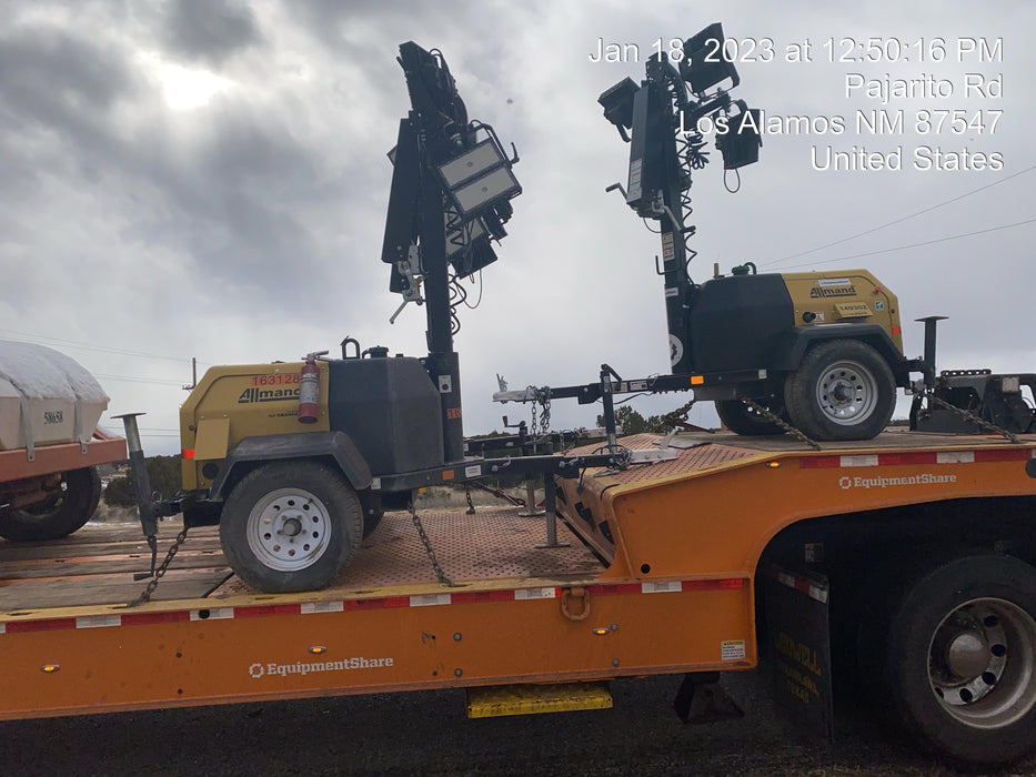 2022 Allmand NLV3GR (4) LED Light Fixture 350W, 23' Vertical Mast, 3kW Prime, Towable, ES Decals, T3