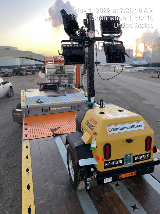 2022 Allmand NLV3GR (4) LED Light Fixture 350W, 23' Vertical Mast, 3kW Prime, Towable, Deep Sea L401, Leveling Jacks, Yanmar T4F 5.8hp